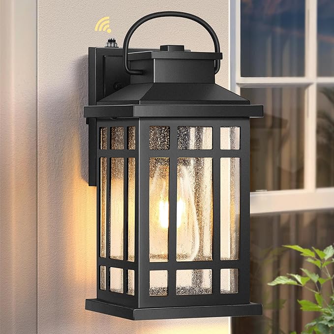 Outdoor Wall Lights Wall Mount, Dusk to Dawn Outdoor Lighting with Tempered Sleed Glass, Anti-Rust Black Outdoor Light Fixture, Modern Outside Porch Lights for House, Patio Exterior Wall Sconce