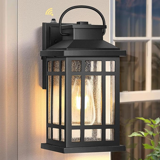 Outdoor Wall Lights Wall Mount, Dusk to Dawn Outdoor Lighting with Tempered Sleed Glass, Anti-Rust Black Outdoor Light Fixture, Modern Outside Porch Lights for House, Patio Exterior Wall Sconce