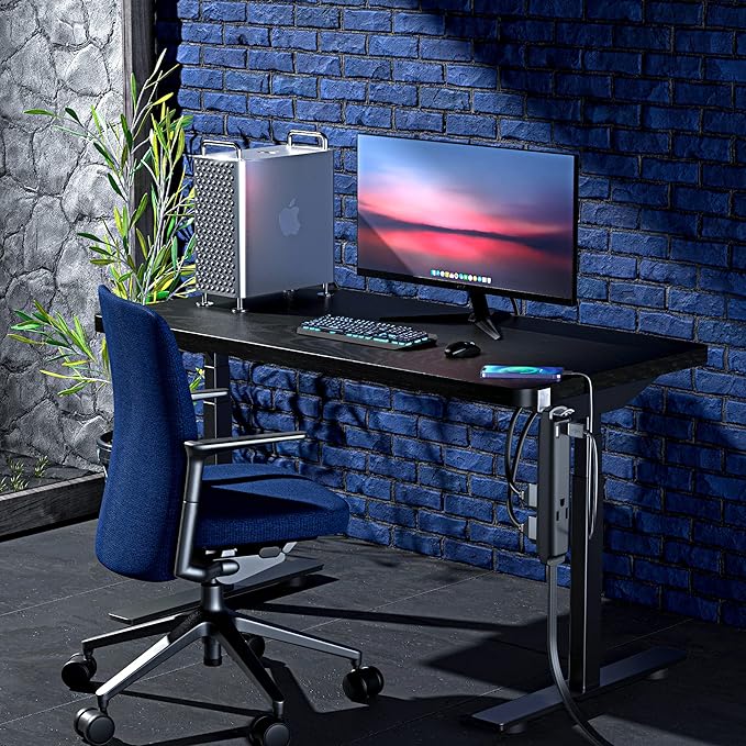 Extension Cord with USB Ports 1FT, USB Extension Cord and 360° Rotating Flat Plug Extension Cord, 3-Outlet with USB Ports (2 Ports), 3 Prong Extension Cord, Grounded Extension Cord (Black)