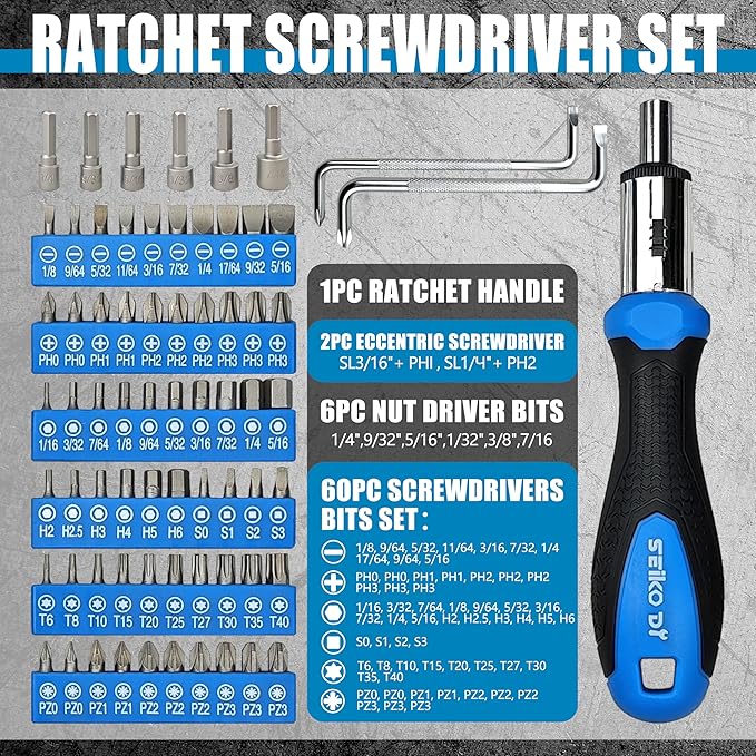 100-Piece Magnetic Screwdriver Set with Plastic Rack, Includes Slotted/Phillips/Torx Precision Drivers, Non-Slip Rubber Handles, Multi-Purpose Hand Tools, Ideal Gift for Handymen & DIY Enthusiasts