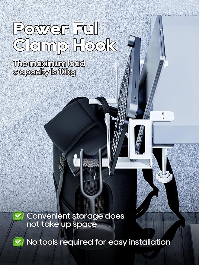 NODOCA 2-Slot Laptop Storage for Desk, Vertical Laptop Stand, MacBook Vertical Stand, with Headphone Holder, Desk Side Storage, Laptop Storage Rack for MacBook/Surface/Samsung/HP/Dell[L, Black]