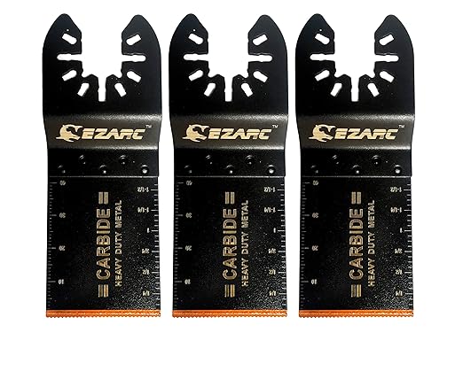 EZARC Carbide Oscillating Tool Blades, Multitool Blades Heary Duty for Hard Material, Metal, Nails. Bolts. Screws, 3-Pack