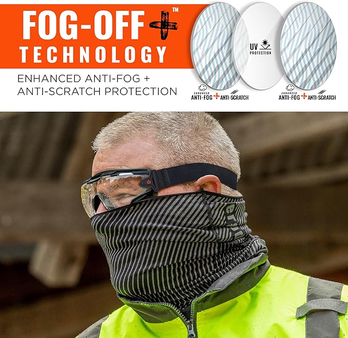 Ergodyne Skullerz Arkyn Protective Dust Safety Goggle, Non-Vented, Anti Fog, Scratch Resistant, Adjustable Neoprene Strap