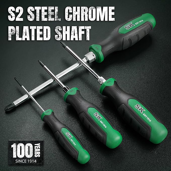 SK 5-Piece Phillips Screwdriver Set, Magnetic Screwdriver Set, S2 Steel, SureGrip Handle