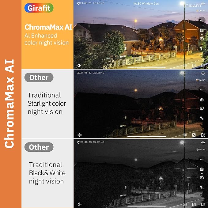 2K Window Camera,2.4GHz & 5GHz WiFi Indoor Cameras for Home Security with ChroMax Al Color Night Vision,Person & Motion Detection,Easy & Quick Install(4 Pack)