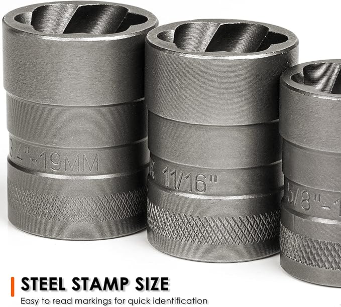 THINKWORK Bolt Extractor Kit, 32-Piece Nut Extractor Socket Set, 1/4" & 3/8" Drive Rounded Bolt Remover, Lug Nut Removal Tool for Damaged, Rusted, Rounded-Off, Stripped Fasteners