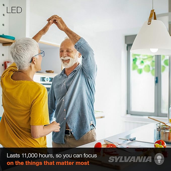 SYLVANIA LED A19 Light Bulb, 60W Equivalent, Efficient 8.5W, 800 Lumens, Frosted, 5000K, Daylight - 12 Pack (74470)