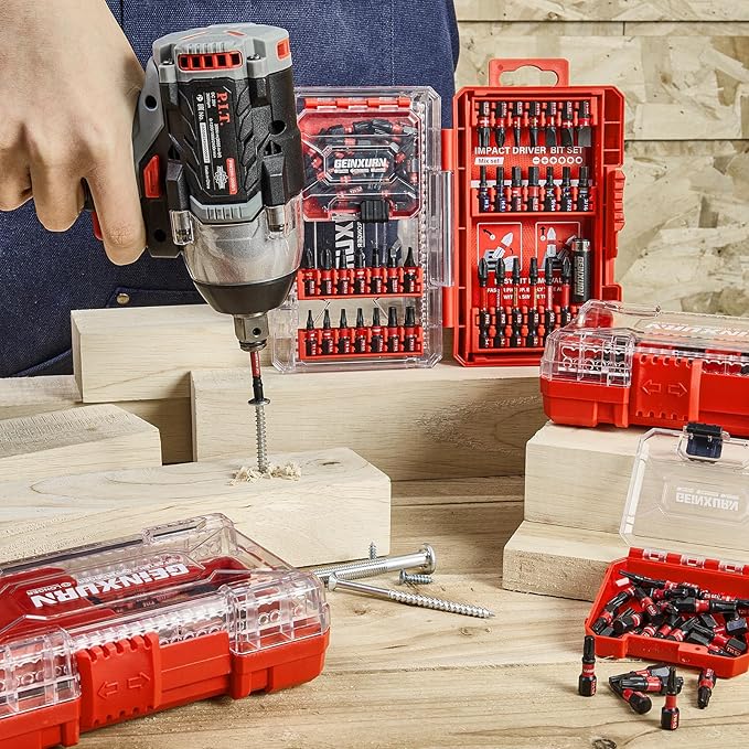 66Pieces Impact Screwdriver Bits Set, Magnetic S2 Steel 1”/2”/3” Phillips/Square/Torx/Slotted Bits Tips,Impact Bit Holder and Nut Driver with Storage Box Case