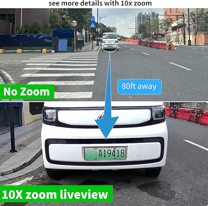 Triple-Lens Outdoor Security Camera with 10X Zoom,Wired 2.4G/5G WiFi Camera for Home Security,24/7 Continuous Recording,Plug-in Power,Auto Motion Tracking,Work With NVR/DVR Surveillance System