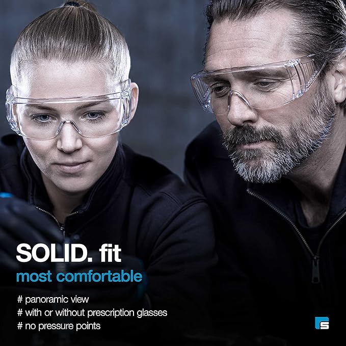 SolidWork Safety Glasses Clear Lens with Side Shields, Anti Fog, Anti Scratch, Anti-Glare, Protective Eyewear for Men & Women