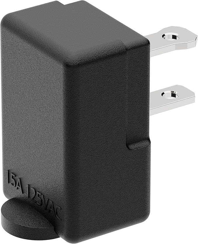 Right Angle Adapter,2-Prong 90 Degree Rightward Angled AC Adapter, Polarized 2-Prong L Type Adapter, Vertical Right Angled Down Angle Power Adapter, PA-0503B Black Color