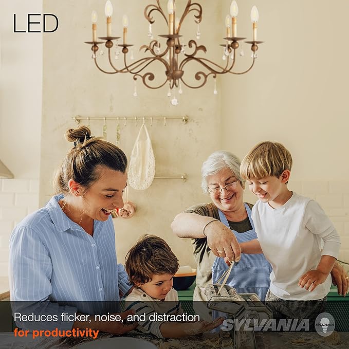 SYLVANIA ECO LED B10 Light Bulb, 40W=2.5W, 7 Year, 300 Lumens, Non-Dimmable, Clear, 2700K, Soft White - 6 Pack (40878)