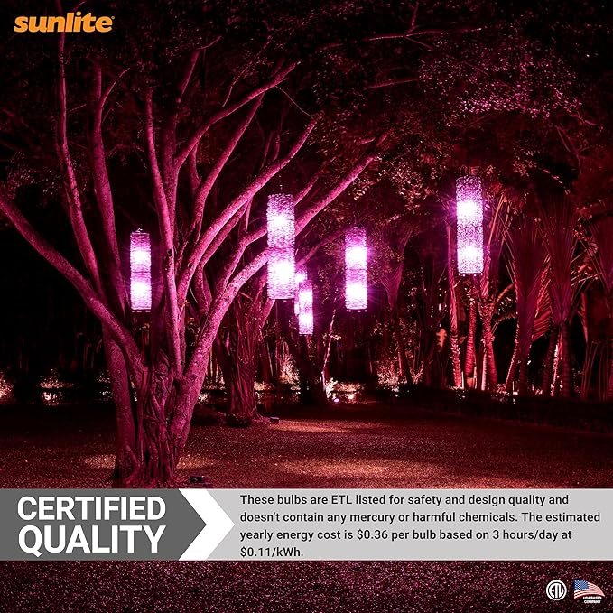 Sunlite 80168 LED A19 Colored Light Bulb, 3 Watts (25w Equivalent), E26 Medium Base, Non-Dimmable, UL Listed, Party Decoration, Holiday Lighting, 1 Count, Pink