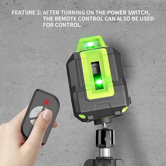 360° Laser Level with Tripod 40in, Self Leveling Laser Level with Pulse Mode, Li-ion Battery*2， Green Line Laser Leveler Tool for DIY Project