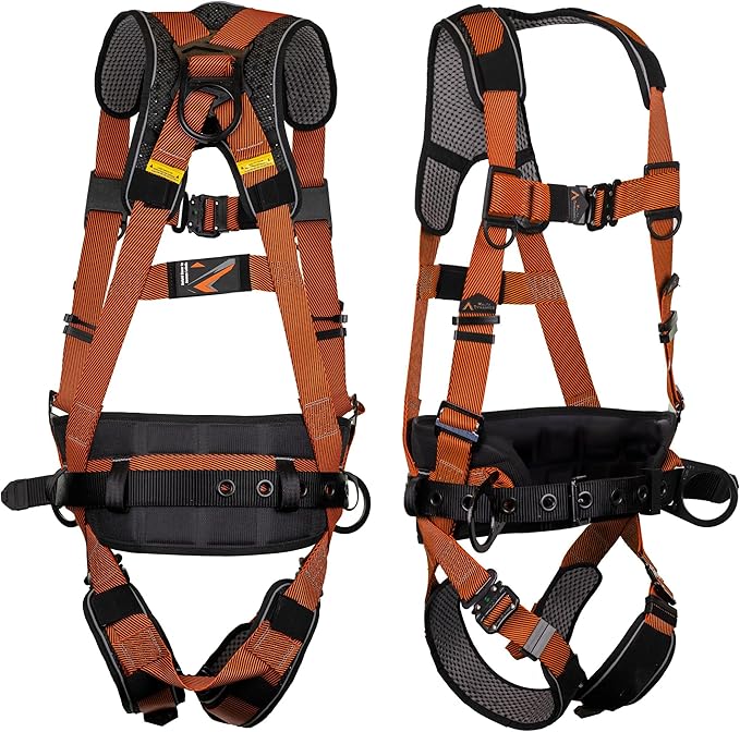 Malta Dynamics Warthog Comfort MAXX - Safety Harness for Construction – Fall Protection Equipment with Removable Belt and Lumbar Support, Side D-Rings, and Padding, OSHA & ANSI Compliant (XXL)