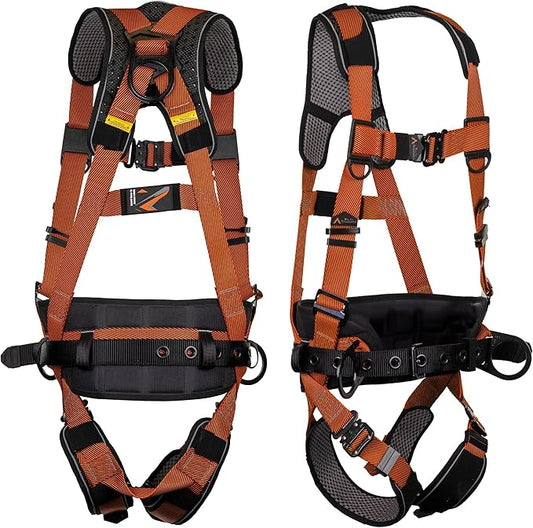 Malta Dynamics Warthog Comfort MAXX - Safety Harness for Construction – Fall Protection Equipment with Removable Belt and Lumbar Support, Side D-Rings, and Padding, OSHA & ANSI Compliant (XXL)