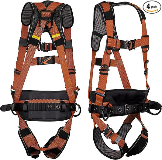 Malta Dynamics Warthog Comfort MAXX - Safety Harness for Construction – Fall Protection Equipment with Removable Belt and Lumbar Support, Side D-Rings, and Padding, OSHA & ANSI Compliant (L-XL)