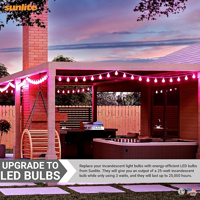 Sunlite 80168 LED A19 Colored Light Bulb, 3 Watts (25w Equivalent), E26 Medium Base, Non-Dimmable, UL Listed, Party Decoration, Holiday Lighting, 1 Count, Pink