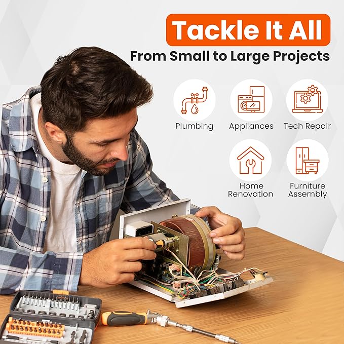 Ratcheting Screwdriver Set -68 in 1 Socket Set & Magnetic Screwdriver Bit Set with Rotatable Ratchet Handles