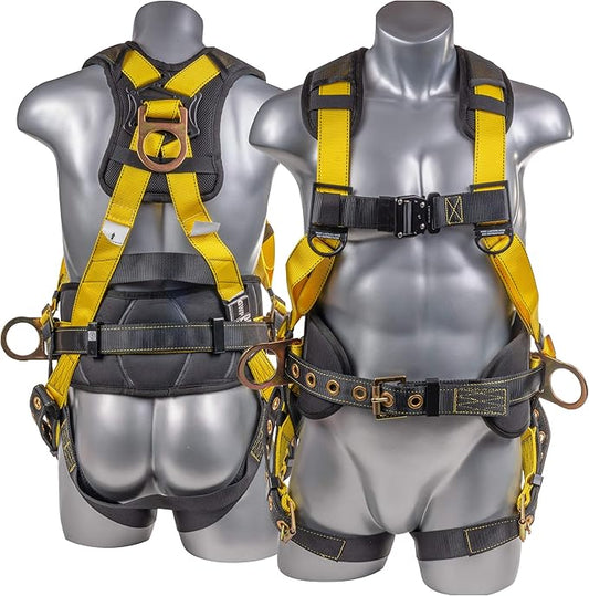 Palmer Safety Hammerhead 5pt Safety Harness Back Padded, QCB Chest, Tongue Buckel Legs Straps, Back & Side D-Rings