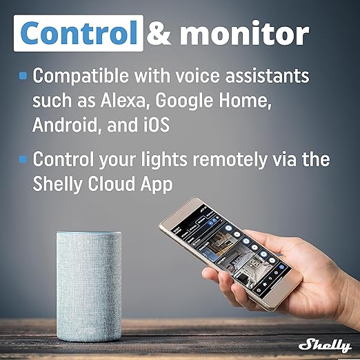 Shelly Plus Wall Dimmer UL | WiFi Smart Wall Dimmer Switch | Home Automation | Bluetooth Gateway | Compatible with Alexa, Home Assistant & Google | No Hub | Timer Schedule | Dimmable Lights