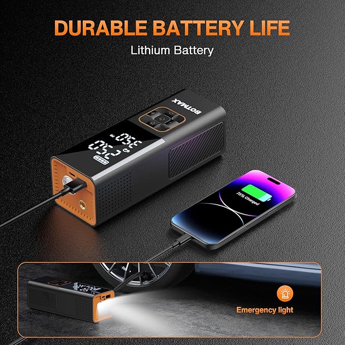 Tire Inflator Portable Air Compressor, Air Pump for Car Tires Pump with Tire Pressure Gauge 160 PSI Night LED Light Electric Portable Tire Inflator for Cars, Bike, Motorcycle, Bicycle and Balls