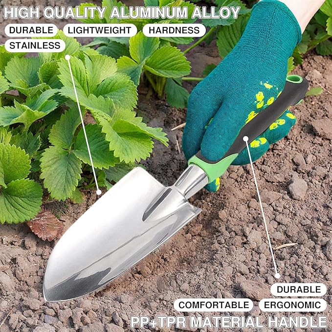 Gardening Tool Set, 8 Heavy-Duty Garden Kits, Including Pruners, Gloves, Rakes, Shovels, Etc., Ergonomic Manual Tools for Planting, Pruning and Transplanting