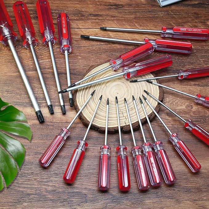 14 Pcs Torx Security Screwdriver Set with Magnetic Tip Plastic Grip, Torx Screwdriver for Computer Repairing (T4 T5 T6 T7 T8 T9 T10 T15 T20 T25 T27 T30 T40 T45)