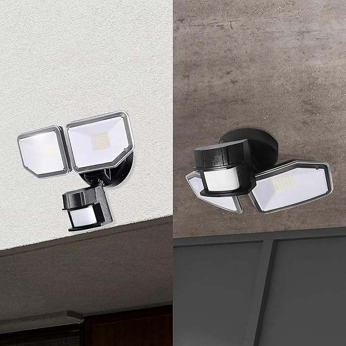 40W LED Security Lights Motion Sensor Light Outdoor, 180 Degree, 4000 LM Motion Security Light, 5000 K, ETL Water Resistant, Clear 2 Head Motion Detector Flood Light for Garage, Yard (Black)