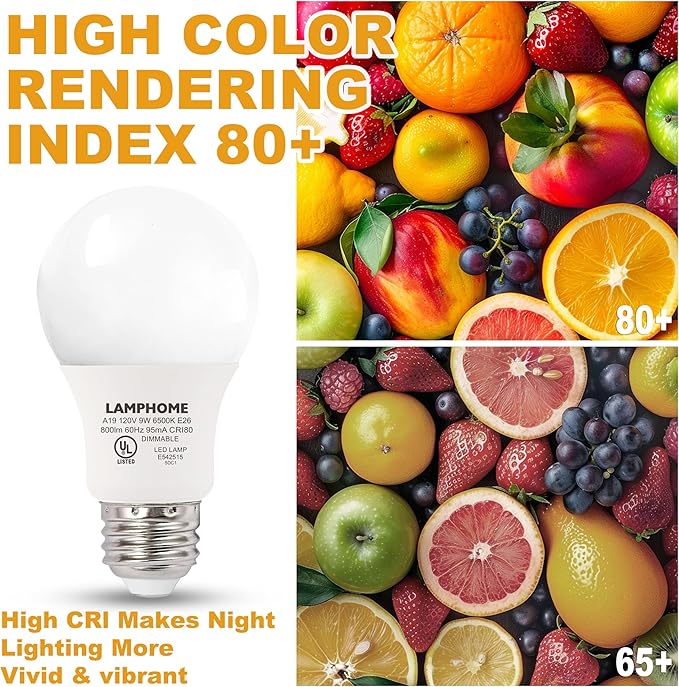 8-Pack Cool White LED Bulbs - Energize Bedroom & Living Room Spaces, 60W Equivalent, 6500K,9W, 15000-Hour Life, E26 Base