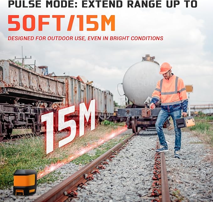 Upgraded Self-Leveling Red Line Laser Level - 360° Laser Alignment Tool for Construction, Picture Hanging, & Carpentry | Laser Leveler Tool w/Horizontal & Vertical Lines - Case Included