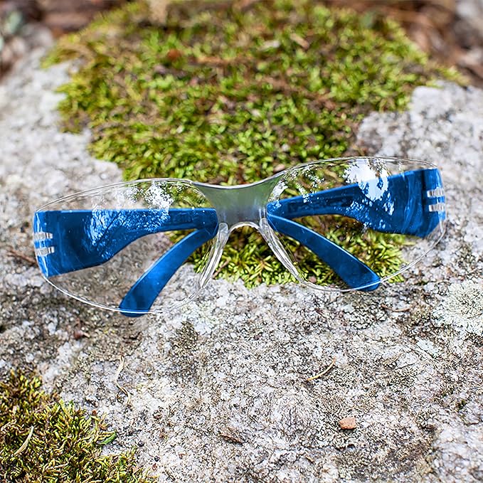 BISON LIFE Safety Glasses - Scratch Resistant Wrap Around Eyewear, Polycarbonate ANSI Z87.1 Impact Resistant Lens