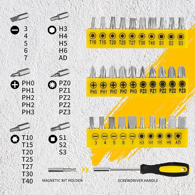 149-Piece Basic Tool Set with Compact Case – Handy Household & Travel Toolkit for dorm，DIY Home Repairs, Beginners, and Household Maintenance (Yellow)
