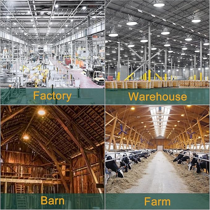 520W LED High Bay Light AC100-277V High Bay LED Light 5000K 78000LM (2080W MH/HPS) UFO LED Lights Suit for 30-60FT Height-3Pack 𝟓𝐘𝐫𝐬 𝐖𝐚𝐫𝐫𝐚𝐧𝐭𝐲