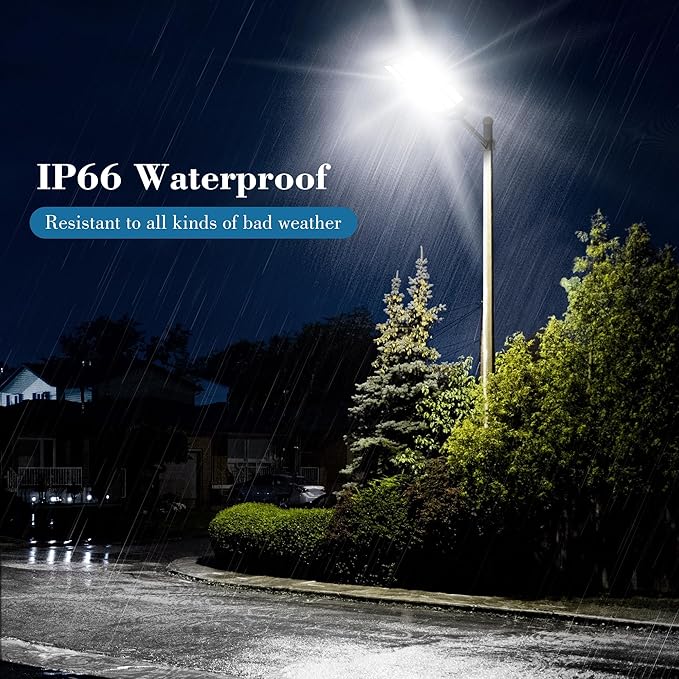 10000W Solar Street Lights - Wide Angle Solar Lights Outdoor Motion Sensor, Commercial Parking Lot Light Dusk to Dawn, 7000K LED Street Light IP66 Waterproof with Remote Control (1Pack)