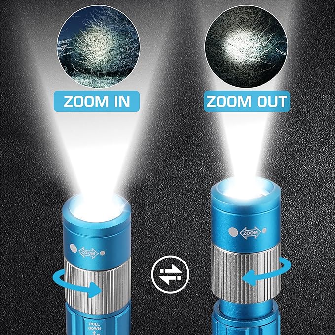 EverBrite Pen Light, Rechargeable Pen Flashlights, 300 Lumens Zoomable LED Small Flashlight with Clip, Memory Function, USB-C Cable Included, Pocket Size for Camping, Emergency, Mechanic, Blue