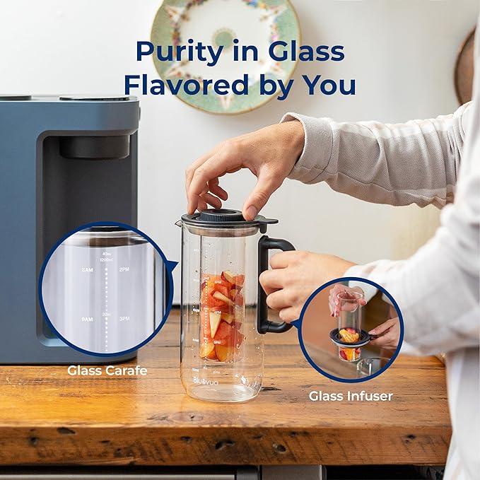 Bluevua RO100ROPOT-LITE Countertop Reverse Osmosis Water Filter System, 5 Stage Purification, 3:1 Pure to Drain, Portable Water Purifier (No Installation Required) (Blue)