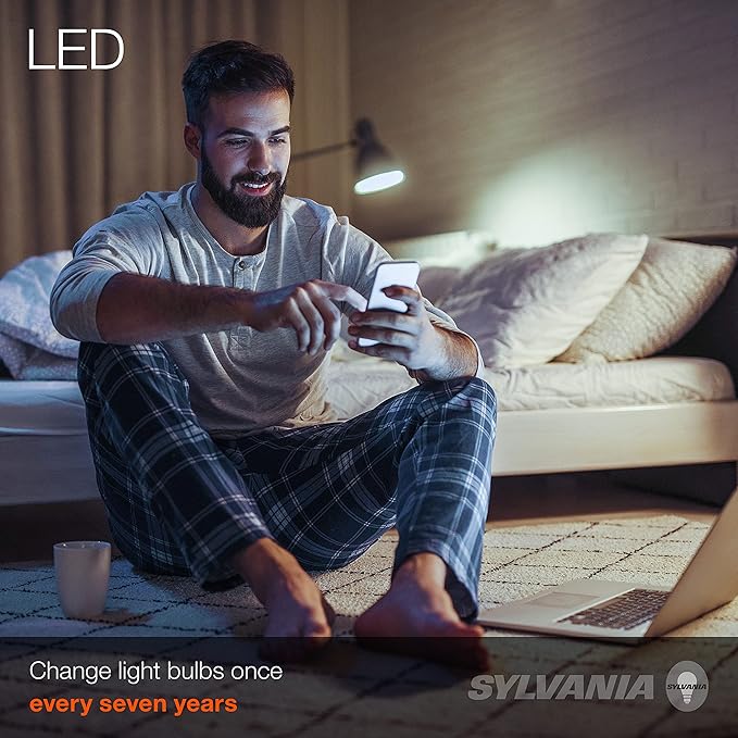 SYLVANIA ECO LED A19 Light Bulb, 60W Equivalent, Efficient 9W, 7 Year, 750 Lumens, Non-Dimmable, Frosted, 5000K, Daylight - 8 Count (Pack of 1) (40883)