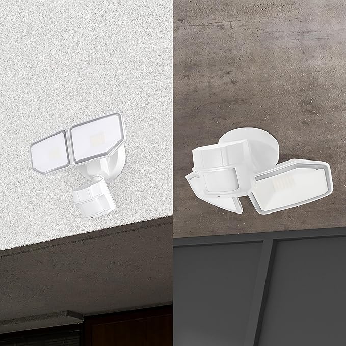 40W LED Security Lights Motion Sensor Light Outdoor, 180 Degree, 4000LM, 5000 K, ETL Water Resistant, Clear 2 Head Motion Detector Flood Light for Garage, Yard 2-Pack (White)