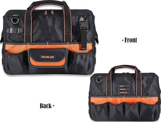 WELKINLAND 16" Tool Bags - 34-Pocket Heavy Duty Open Top Organizer for HVAC & Electricians