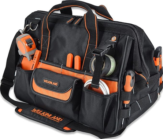 WELKINLAND 16" Tool Bags - 34-Pocket Heavy Duty Open Top Organizer for HVAC & Electricians