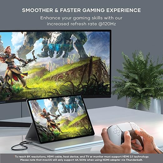 Satechi USB C to HDMI 2.1 8K Cable, with 8K @ 60Hz and 4K @ 120Hz, Type C to HDMI Cable, Thunderbolt 3/4 Compatible for MacBook Pro, MacBook Air, iPad Pro, iPhone 15 and More (6.5 ft/2m)