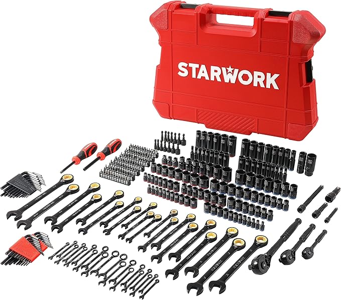 TRUE MECHANIC 303-Piece Mechanics Tool Set, 120T Ratcheting Wrench, Professional, SAE/Metric
