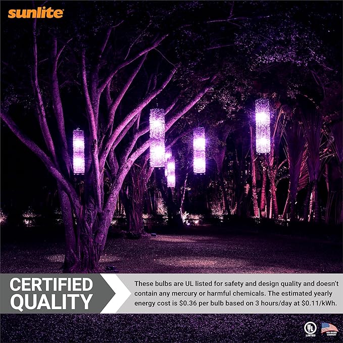 Sunlite LED A19 Colored Light Bulb, 3 Watts (25w Equivalent), E26 Medium Base, Non-Dimmable, UL Listed, Party Decoration, Holiday Lighting, Purple, 1 Count