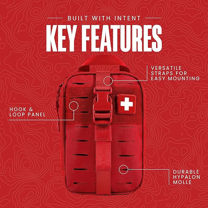 My Medic MyFak Mini First Aid Kit - Small and Lightweight for Camping Hiking and Backpacking - IFAK With 70 Items - HSA/FSA Eligible Great for Travel - Red