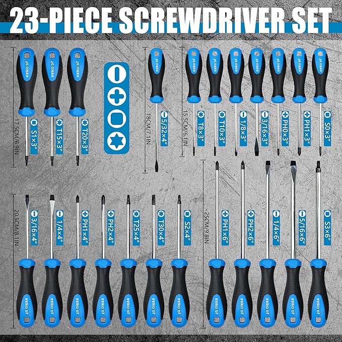 100-Piece Magnetic Screwdriver Set with Plastic Rack, Includes Slotted/Phillips/Torx Precision Drivers, Non-Slip Rubber Handles, Multi-Purpose Hand Tools, Ideal Gift for Handymen & DIY Enthusiasts
