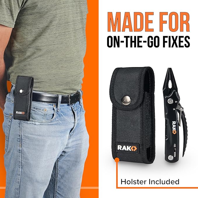 RAK Pro Tools Pliers Multitool - Cool Unique Gifts For Dads Who Have Everything - Compact DIY Survival Multi Tool Gift for Men, Husband, Handyman - Backpacking & Camping Accessories