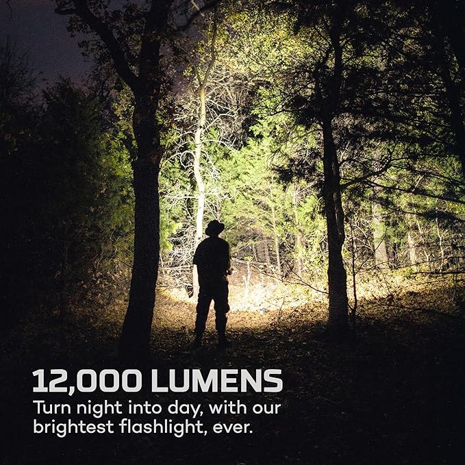 NEBO 12K Flashlight & Portable Charger | 12000 Lumens, 5 Light Modes, Rechargeable, Waterproof & Impact Resistant, Powers USB Devices, Great for Hunting & Camping, Includes USB-C Charging Cable