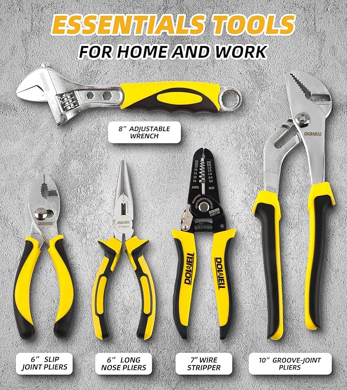 DOWELL 229PCS Tool Sets for Men, Household Hand Tool Kit, Home Repairing Tool Set for Maintenance with 14-Inch Storage Bag